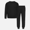 Custom Black Grey Cropped Basic Pullover Unisex Lounge Wear Set For Men Women - Personalised Designer Printed Stitched Hoodie