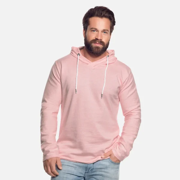 Custom Pink Grey Basic Pullover Unisex Lightweight Terry Hoodie For Men Women - Personalised Designer Printed Stitched Hoodie