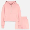 Custom Black Pink White Cropped Basic Half Zip Hoodie Jogger For Women - Personalised Designer Printed Stitched Hoodie